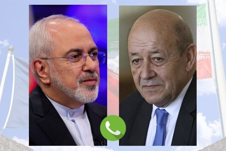 وزیران خارجه ایران و فرانسه مسایل مربوط به شیوع کرونا را بررسی کردند