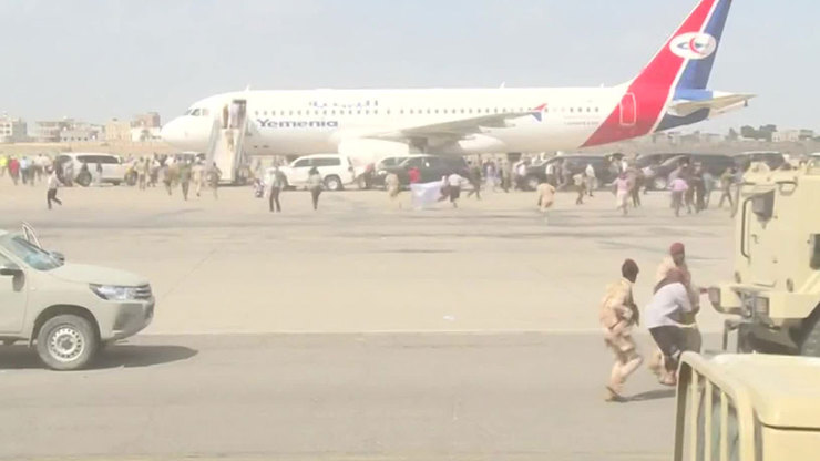 فیلم انفجار و تیراندازی در فرودگاه شهر عدن