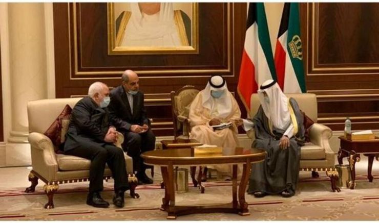 دیدار ظریف با امیر جدید کویت پس از درگذشت شیخ صباح الاحمد الجابر الصباح