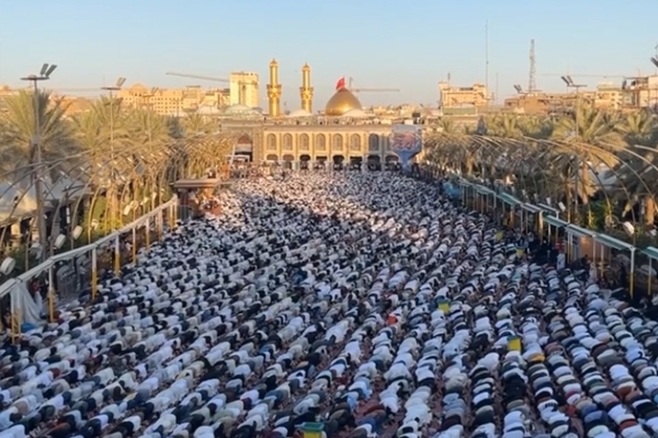 تصاویر دیدنی از نماز عید قربان در کربلا + عکس و‌ فیلم