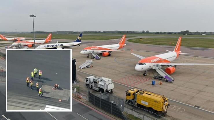 ویدئو| ذوب شدن باند فرودگاه در بریتانیا به دلیل گرما
