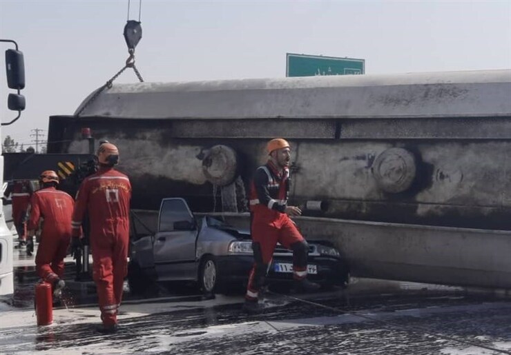 تصادف مرگبار تریلی حامل سوخت با پراید در جاده مشهد-گلبهار (۱۹ شهریورماه ۱۴۰۱)