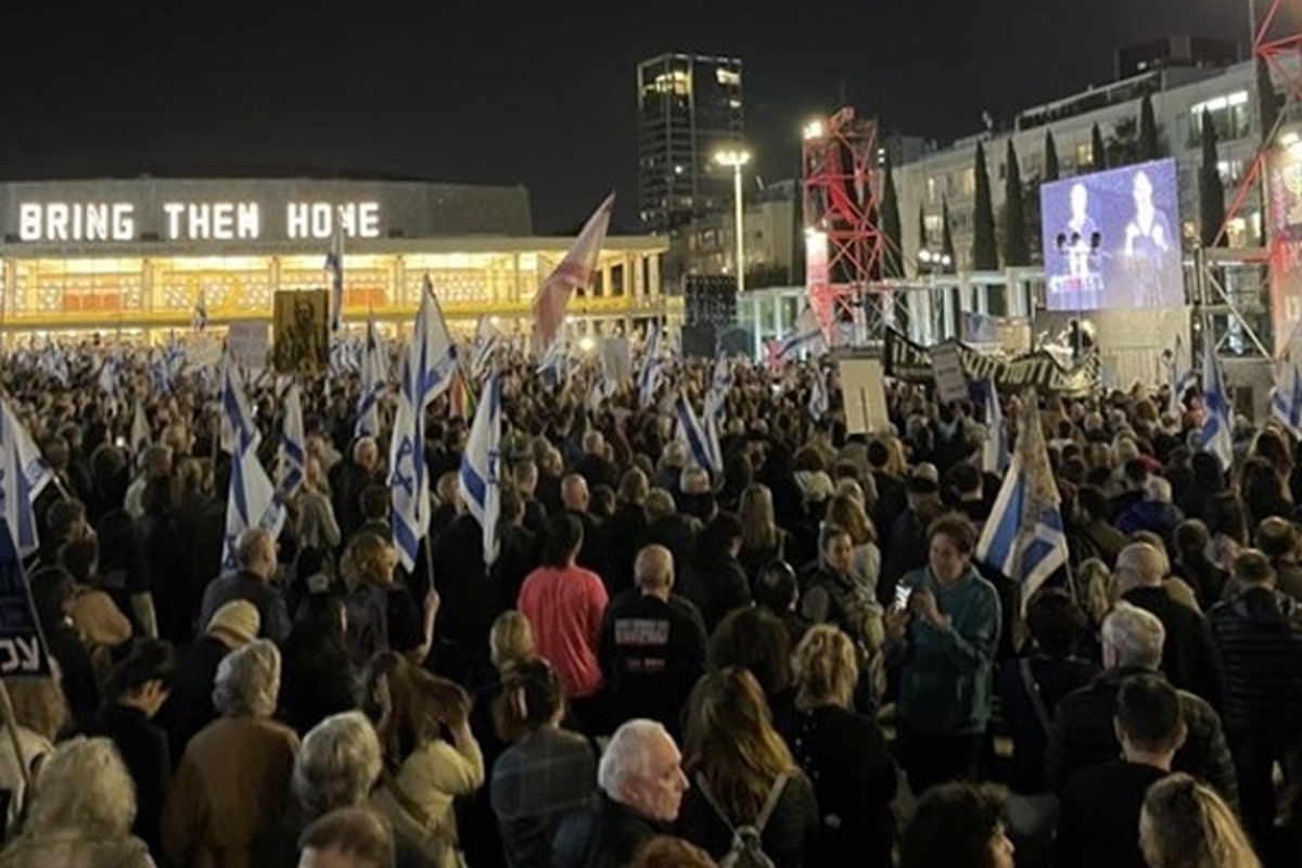 تظاهرات صهیونیست‌ها علیه نتانیاهو در تل‌آویو + فیلم