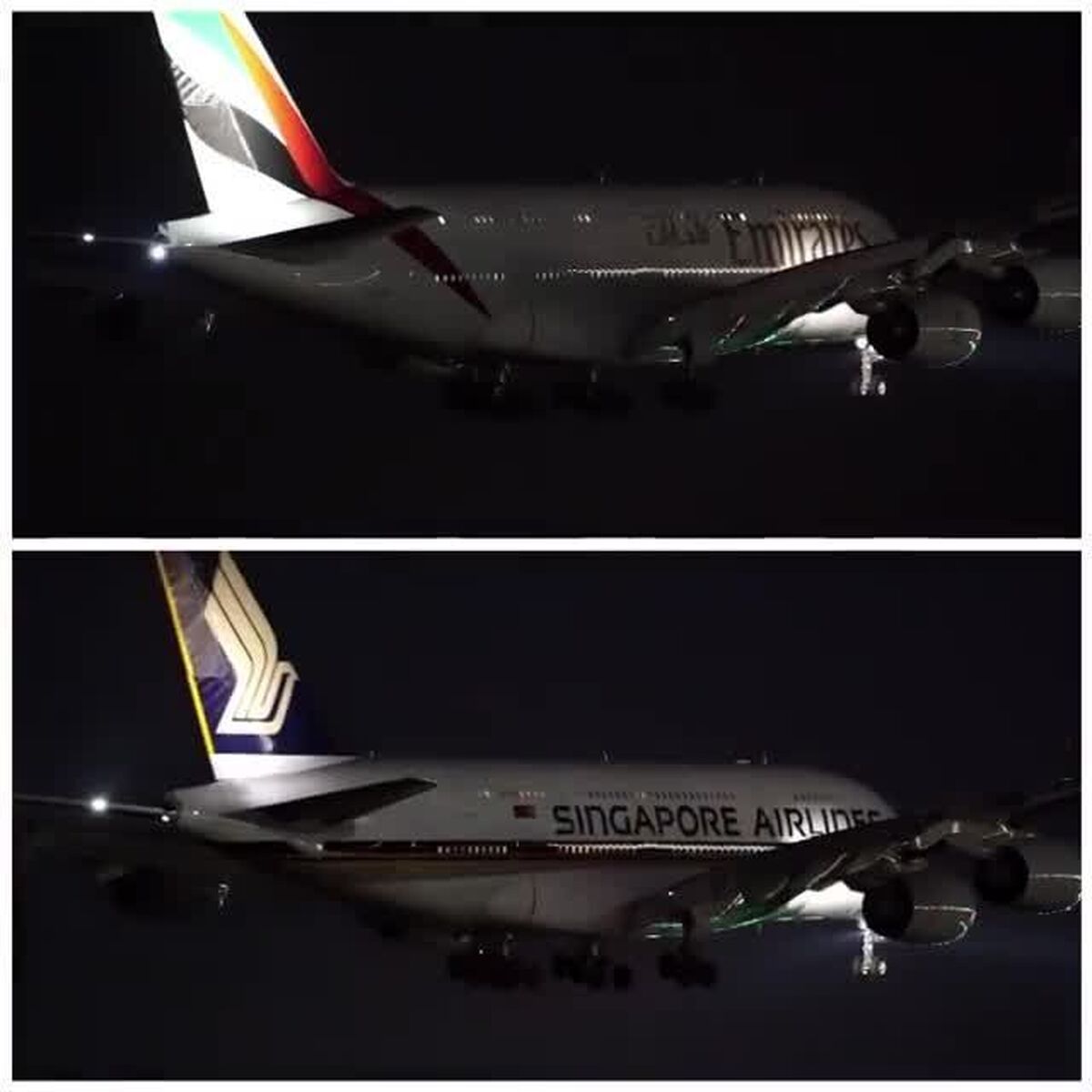 ویدئو|فرود دو سوپرجامبو شرکت‌های هواپیمایی امارات و سنگاپور در فرودگاه ملبورن