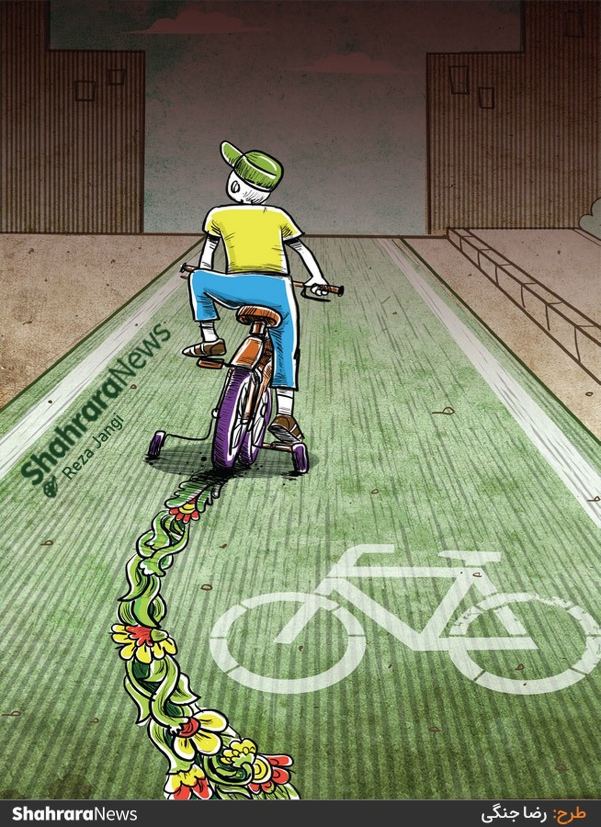 کارتون | مشهد دوستدار دوچرخه، هوادار هوای پاک