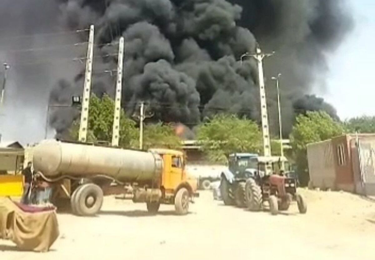 آتش‌سوزی در شهرک صنعتی شوش خوزستان + فیلم
